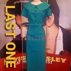 Tatyana Rita Teal Blue Vintage 1950's Sexy Pinup Secretary Pencil Dress